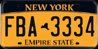 NY license plate FBA3334
