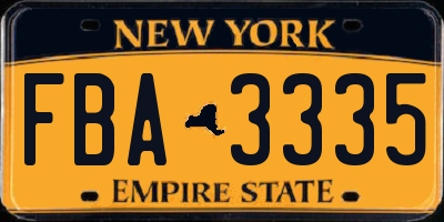 NY license plate FBA3335