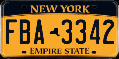 NY license plate FBA3342