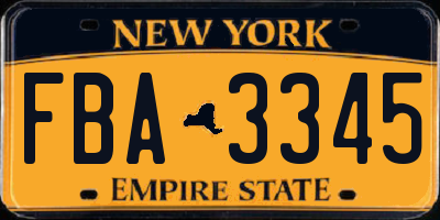 NY license plate FBA3345
