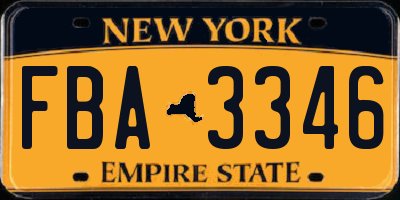 NY license plate FBA3346