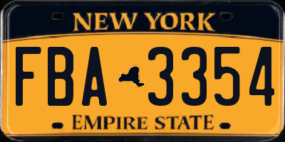 NY license plate FBA3354