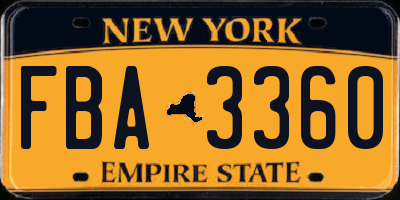 NY license plate FBA3360