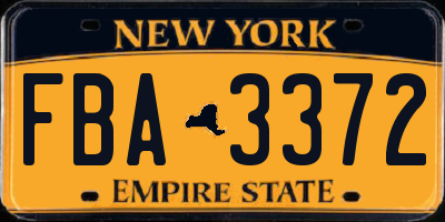 NY license plate FBA3372
