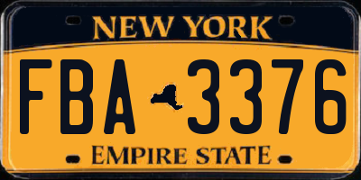 NY license plate FBA3376