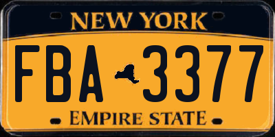 NY license plate FBA3377