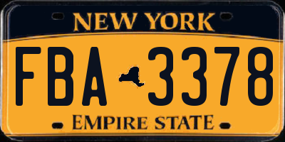 NY license plate FBA3378