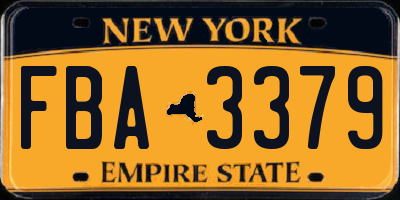 NY license plate FBA3379