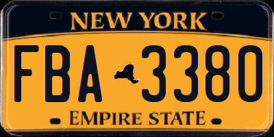 NY license plate FBA3380
