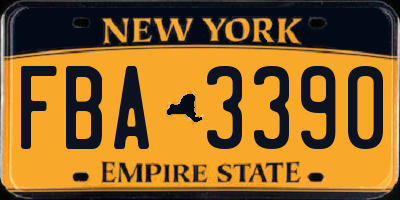 NY license plate FBA3390