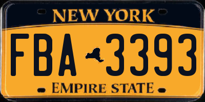 NY license plate FBA3393