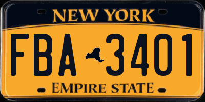 NY license plate FBA3401