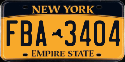 NY license plate FBA3404