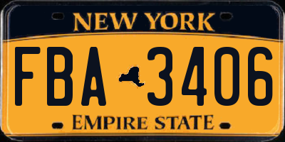 NY license plate FBA3406