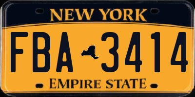 NY license plate FBA3414