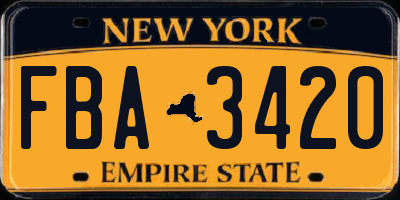 NY license plate FBA3420