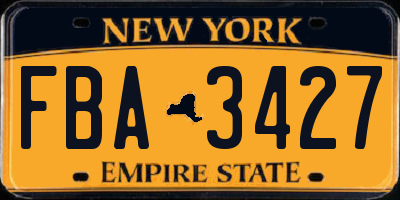 NY license plate FBA3427