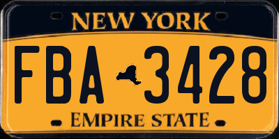 NY license plate FBA3428