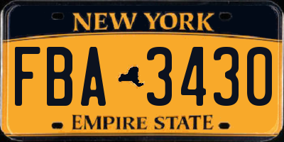 NY license plate FBA3430