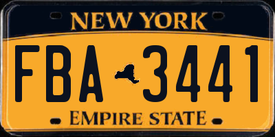 NY license plate FBA3441
