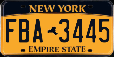 NY license plate FBA3445