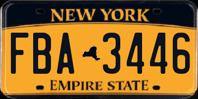 NY license plate FBA3446