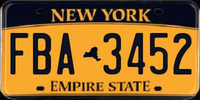 NY license plate FBA3452
