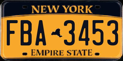 NY license plate FBA3453