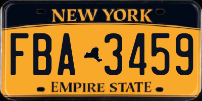 NY license plate FBA3459