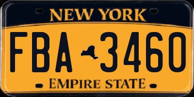 NY license plate FBA3460
