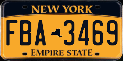 NY license plate FBA3469