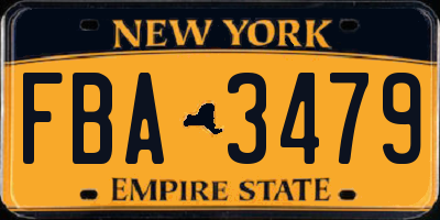 NY license plate FBA3479