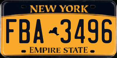 NY license plate FBA3496