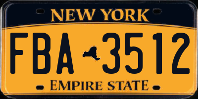 NY license plate FBA3512