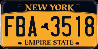 NY license plate FBA3518