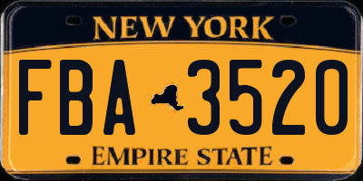 NY license plate FBA3520