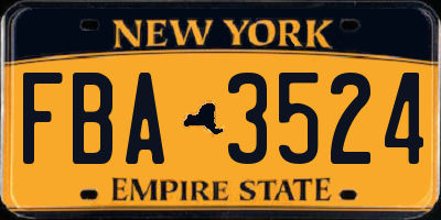 NY license plate FBA3524