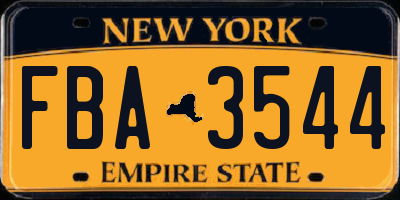 NY license plate FBA3544
