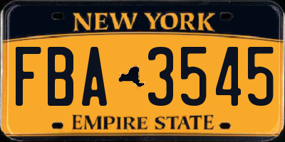 NY license plate FBA3545