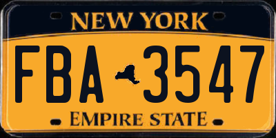NY license plate FBA3547