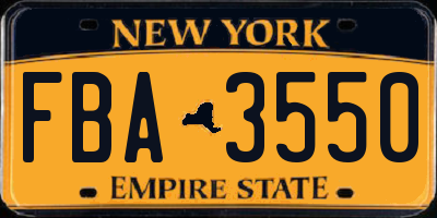 NY license plate FBA3550