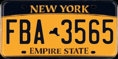 NY license plate FBA3565