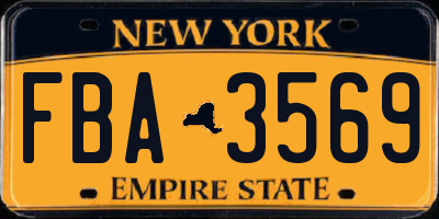 NY license plate FBA3569