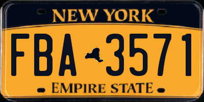 NY license plate FBA3571