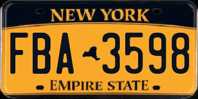 NY license plate FBA3598