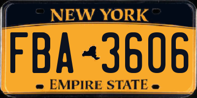 NY license plate FBA3606