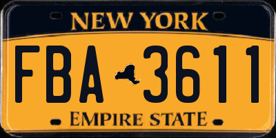 NY license plate FBA3611