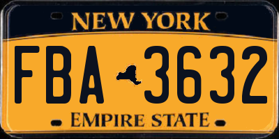 NY license plate FBA3632