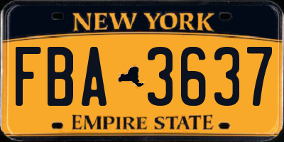 NY license plate FBA3637