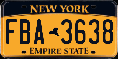 NY license plate FBA3638